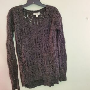 EUC Black Open Weave Sweater with Shimmer Accent Small